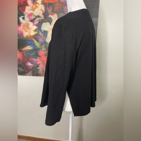 Eileen Fisher Black Wool Cardigan One Button Closure Long Sleeves Lagenlook M - Picture 2 of 11